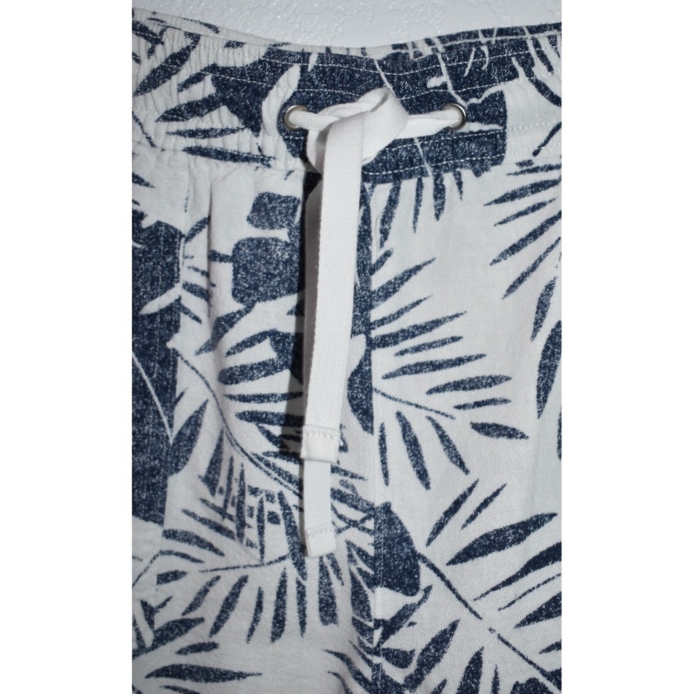 Nautica Womens LARGE Linen Blend Shorts Pull-On Tropical Hawiian Pockets Blue - Picture 4 of 16